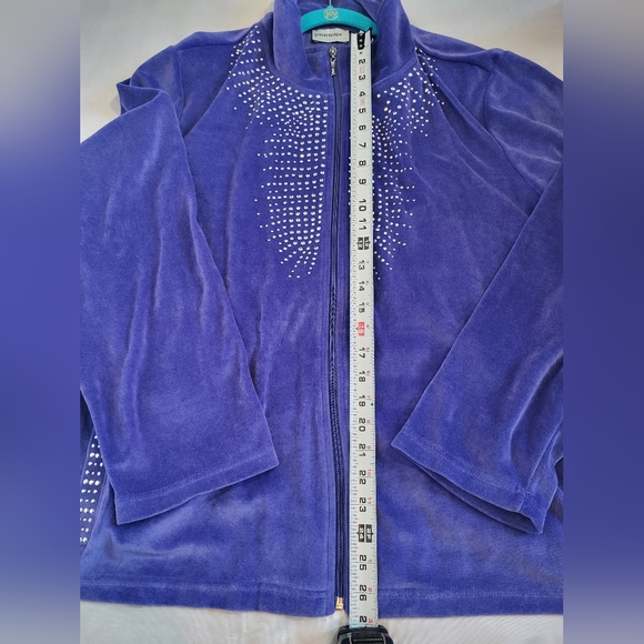 VTG 90s Glitterscope Purple & Rhinestone Valour Tracksuit Womens Plus Size 3x - Picture 6 of 11